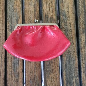 Vintage Vibrant Red Coin Purse Pouch with Gold Kiss Lock Closure Bold Colorful